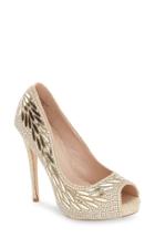 Women's Lauren Lorraine 'estelle' Peep Toe Platform Pump M - Beige