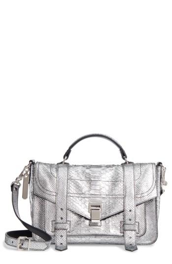 Proenza Schouler Medium Ps1 Snakeskin Embossed Metallic Leather Satchel - Metallic