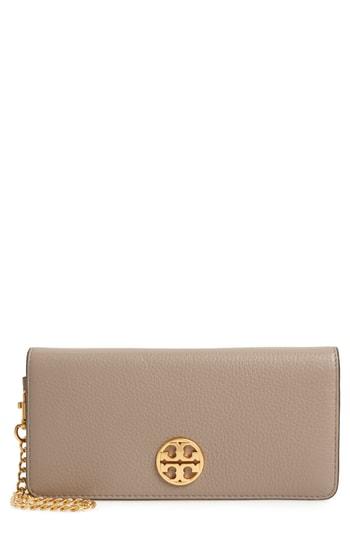 Women's Tory Burch Chelsea Leather Wristlet Wallet - Grey