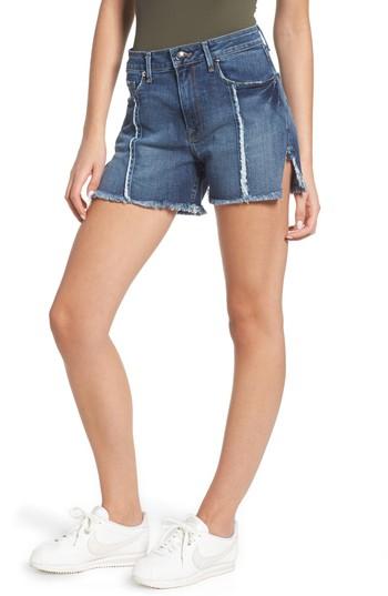Women's Good American Bombshell Raw Seam Denim Shorts - Blue