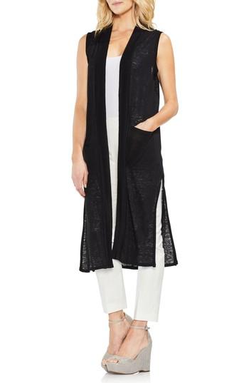 Women's Vince Camuto Long Linen Knit Vest - Black