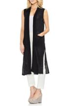 Women's Vince Camuto Long Linen Knit Vest - Black