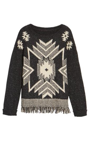 Women's Press Fringe Sweater - Black