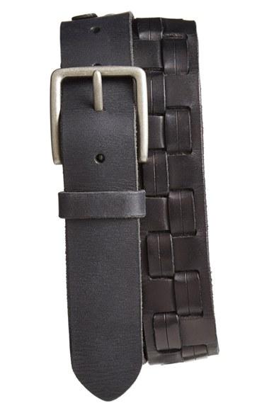 Men's John Varvatos Star Usa Woven Leather Belt - Black