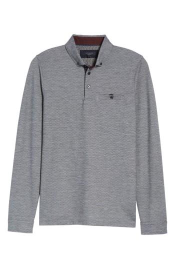 Men's Ted Baker London Trever Slim Fit Long Sleeve Oxford Polo (l) - Blue