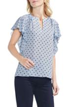 Women's Vince Camuto Romantic Dots Flutter Sleeve Blouse, Size - Blue