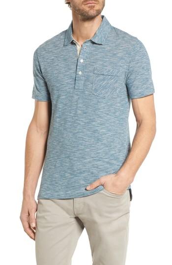 Men's Billy Reid Stripe Jersey Polo - Blue/green