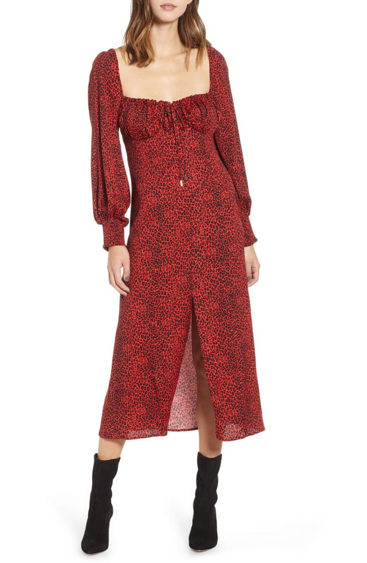 Women's Afrm Lina Corset Midi Dress - Red