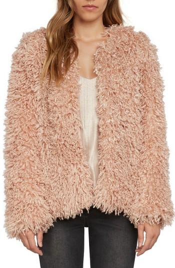Women's Willow & Clay Shaggy Faux Fur Jacket - Coral
