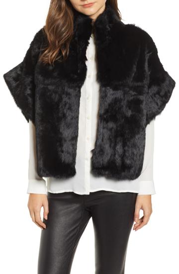 Women's Love Token Genuine Rabbit Fur Jacket - Black