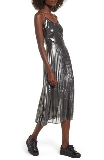 Women's Love, Fire Metallic Pleated Midi Dress