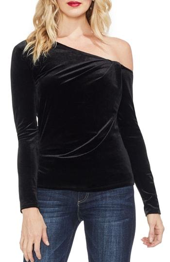 Women's Vince Camuto One-shoulder Velvet Top, Size - Black