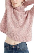 Women's J.crew Marled Wool Blend Turtleneck Sweater - Pink