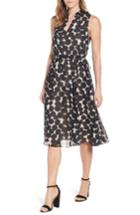 Women's Anne Klein Print Drawstring Midi Dress - Black