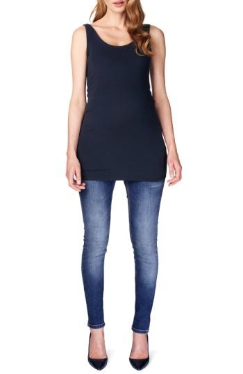 Women's Noppies 'amsterdam' Scoop Neck Long Maternity Top, Size - Blue