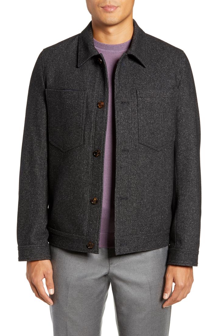 Men's Ted Baker London Rarebit Slim Fit Shirt Jacket (s) - Grey