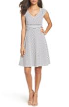 Women's Adrianna Papell Stripe Fit & Flare Dress - White