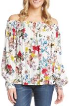 Women's Karen Kane Floral Off The Shoulder Top - White