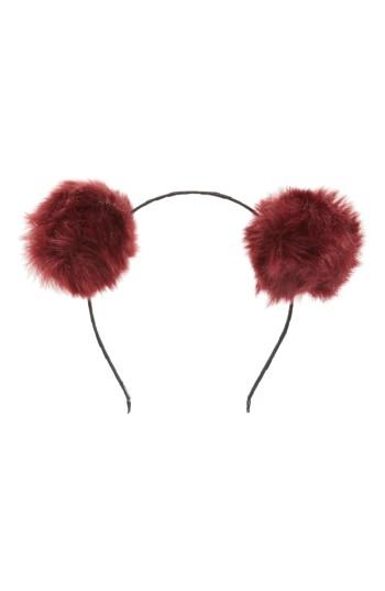 Tasha Double Faux Fur Pom Headband, Size - Ivory