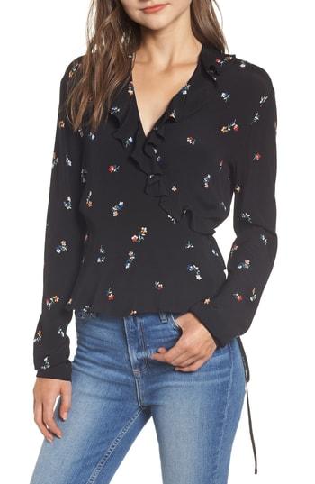 Women's Rails Simone Floral Ruffle Wrap Blouse