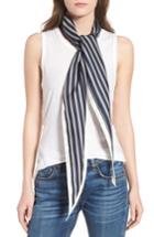 Women's Rag & Bone Narrow Stripe Silk Scarf, Size - Blue