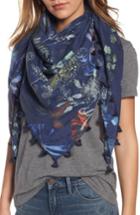Women's Hinge Butterfly Collage Square Silk Scarf, Size - Blue