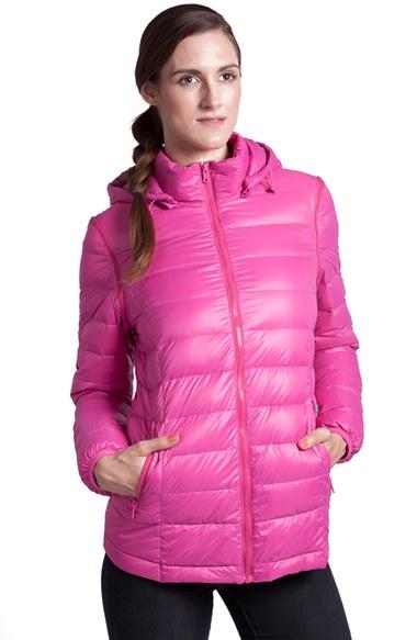 Women's Modern Eternity Lightweight Puffer Convertible Maternity Jacket - Pink