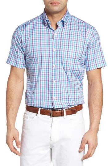 Men's Peter Millar Exploded Gingham Sport Shirt - Purple