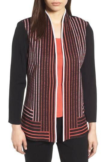 Women's Ming Wang Stripe Knit Jacket - Black