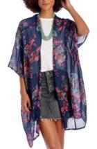 Women's Sole Society Falling Floral Kimono, Size - Blue