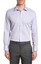 Men's Ted Baker London Racking Trim Fit Dot Dress Shirt .5 34/35 - Purple