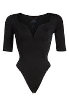 Women's Good American Deep V-neck Bodysuit - Black