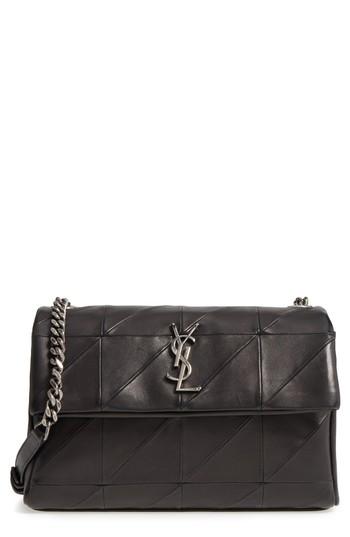 Saint Laurent West Hollywood Patchwork Leather Shoulder Bag - Black