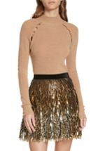 Women's Alice + Olivia Button Cutout Wool Sweater - Brown