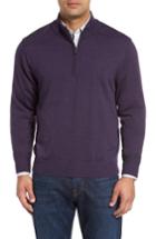 Men's Cutter & Buck Douglas Quarter Zip Wool Blend Sweater - Purple