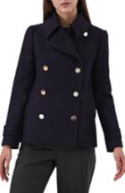 Women's Reiss Becall Double Breasted Wool Blend Peacoat Us / 6 Uk - Blue