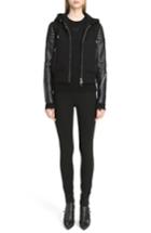 Women's Givenchy Neoprene & Leather Hooded Moto Jacket Us / 40 Fr - Black