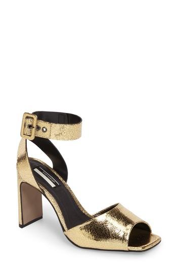 Women's Topshop Roux Square Toe Sandal .5us / 37eu - Metallic