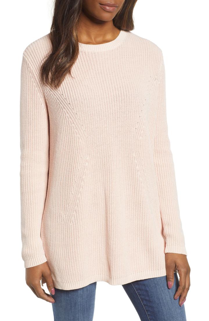 Women's Caslon Tie Back Tunic Sweater, Size - Pink