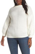 Women's Cece Fuzzy Sleeve Cotton Blend Pullover Sweater - Ivory