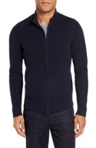 Men's Velvet By Graham & Spencer Kase Mock Neck Front Zip Cashmere Sweater - Blue