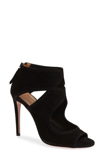 Women's Aquazzura Antonia Cutout Shield Sandal Us / 36eu - Black