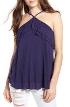 Women's Sun & Shadow Ruffle Halter Top, Size - Purple