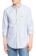 Men's Lacoste Regular Fit Bengal Stripe Oxford Woven Shirt Eu - Blue