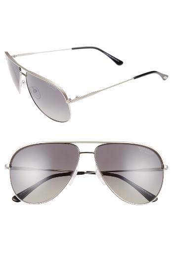 Women's Tom Ford 'erin' 61mm Aviator Sunglasses - Matte Palladium/ Polarized