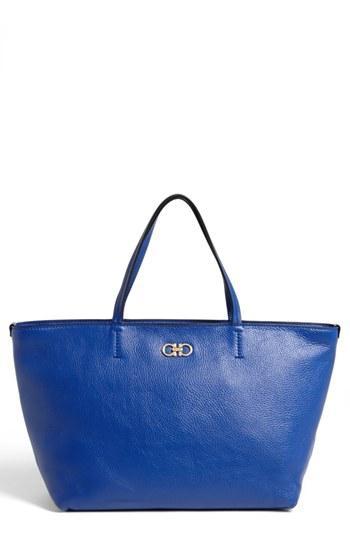 Salvatore Ferragamo 'bice' Leather Tote Zaffiro
