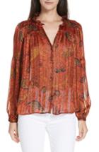 Women's Ba & Sh Danila Ruffle Collar Patterned Top - Red