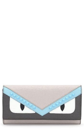 Women's Fendi Monster Leather Continental Wallet - Grey