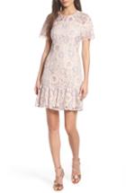 Women's Charles Henry Lace Ruffle Hem Minidress - Pink