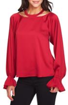 Women's 1.state Cold Shoulder Satin Blouse, Size - Red